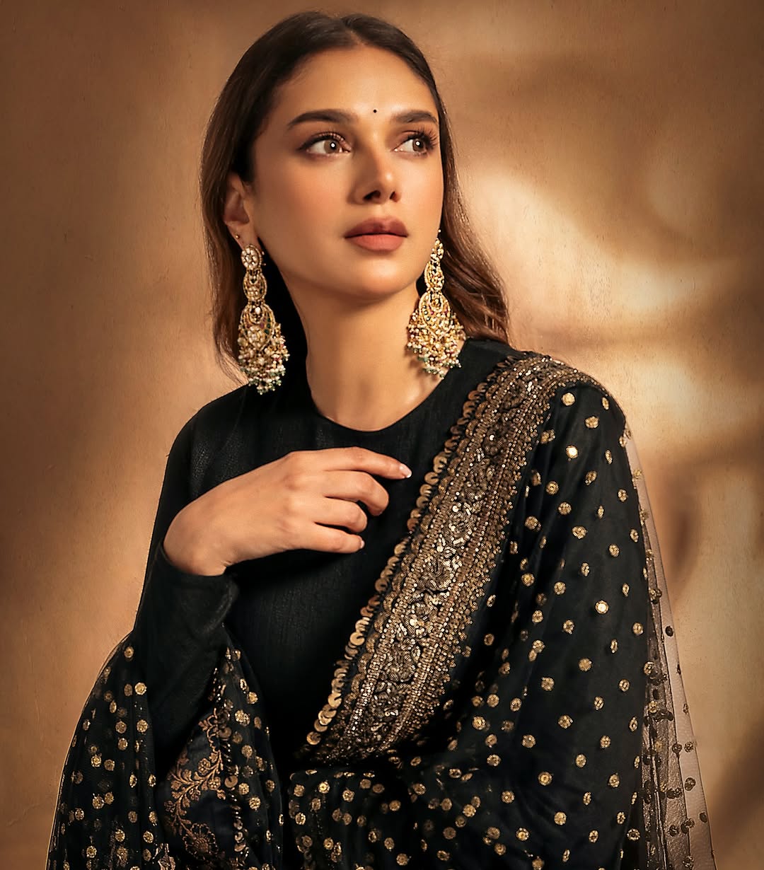 Black & Gold Anarkali Ensemble