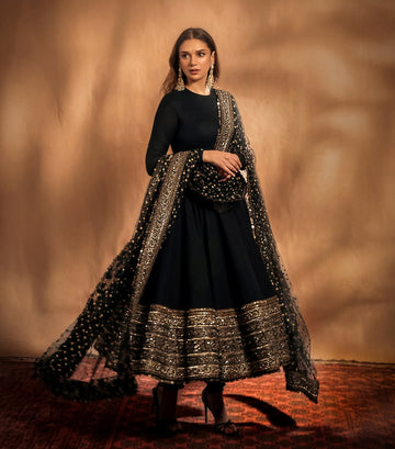 Black & Gold Anarkali Ensemble