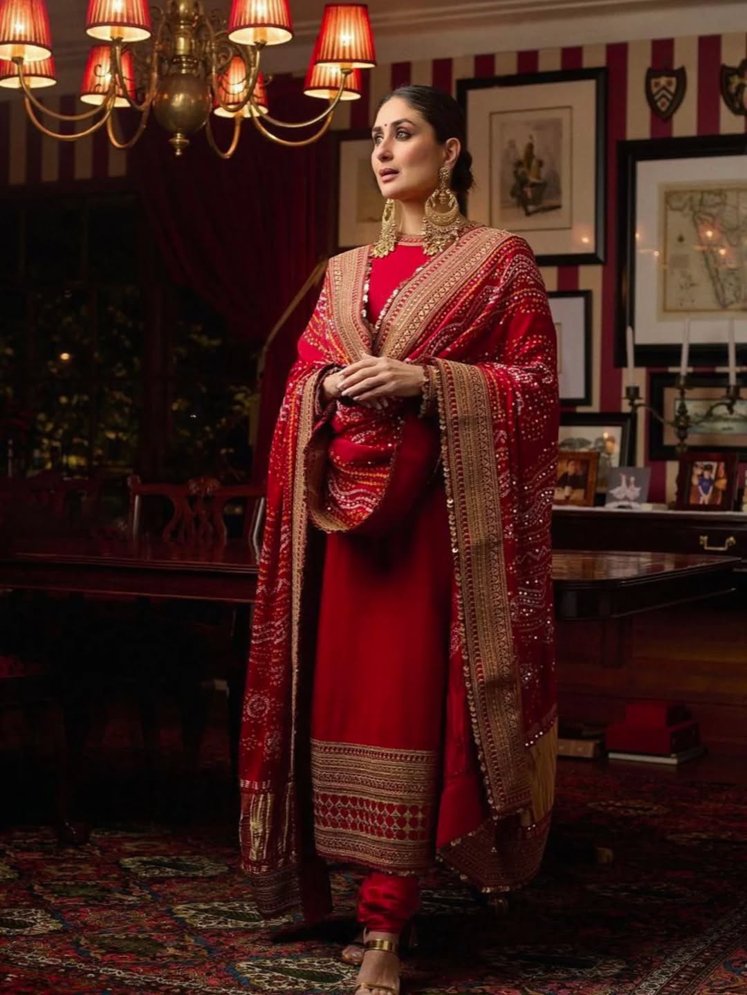 red embroidery karina suit
