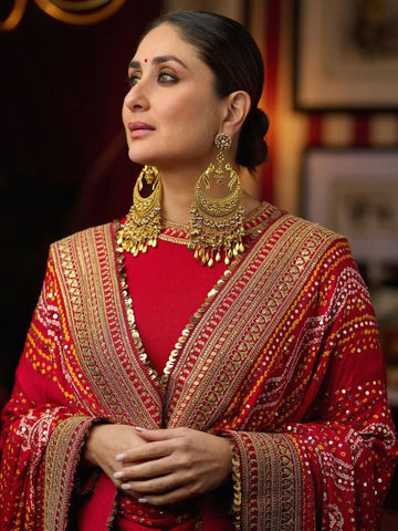 red embroidery karina suit