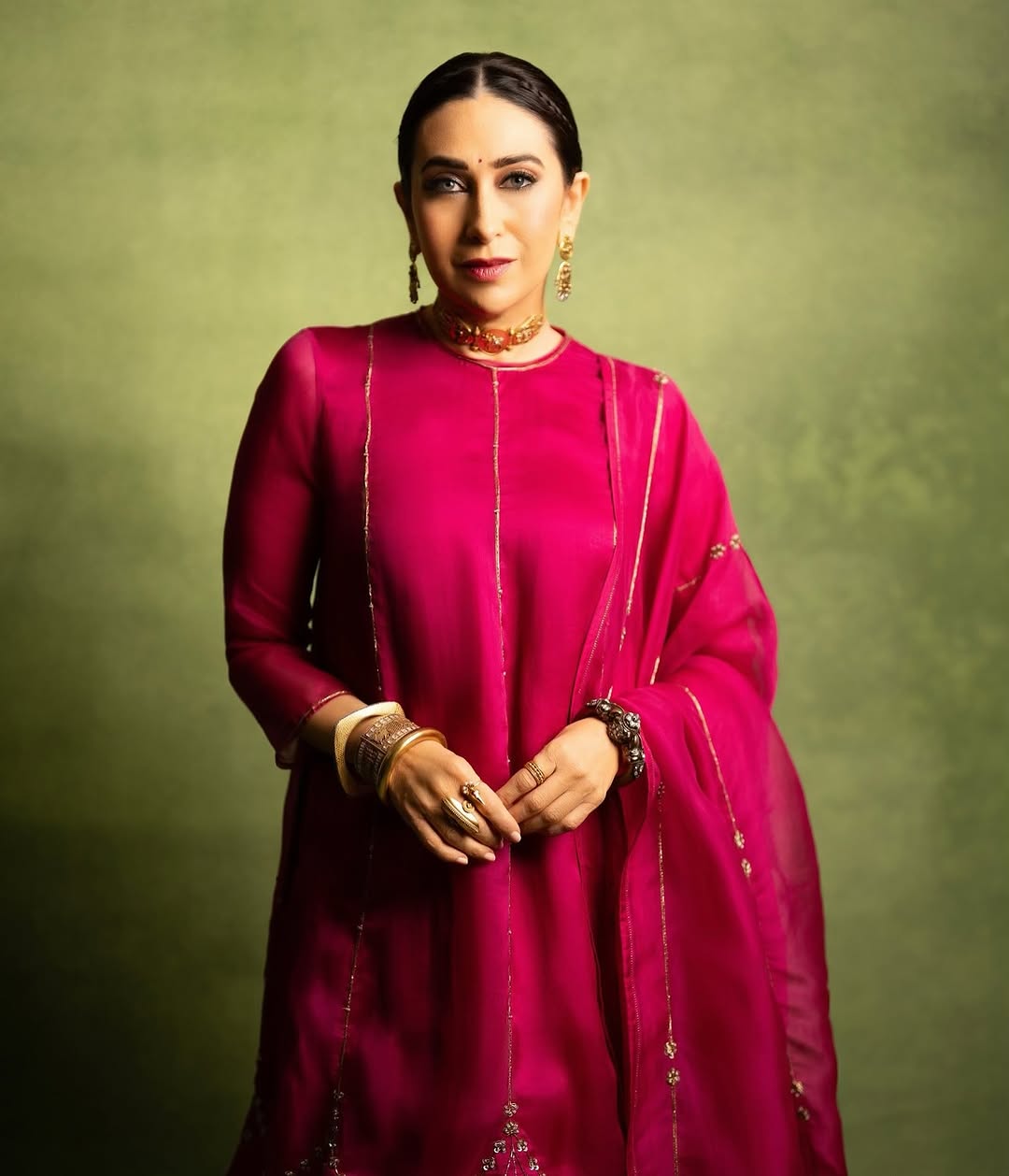 "Magenta Majesty – Elegant Ethnic Ensemble"